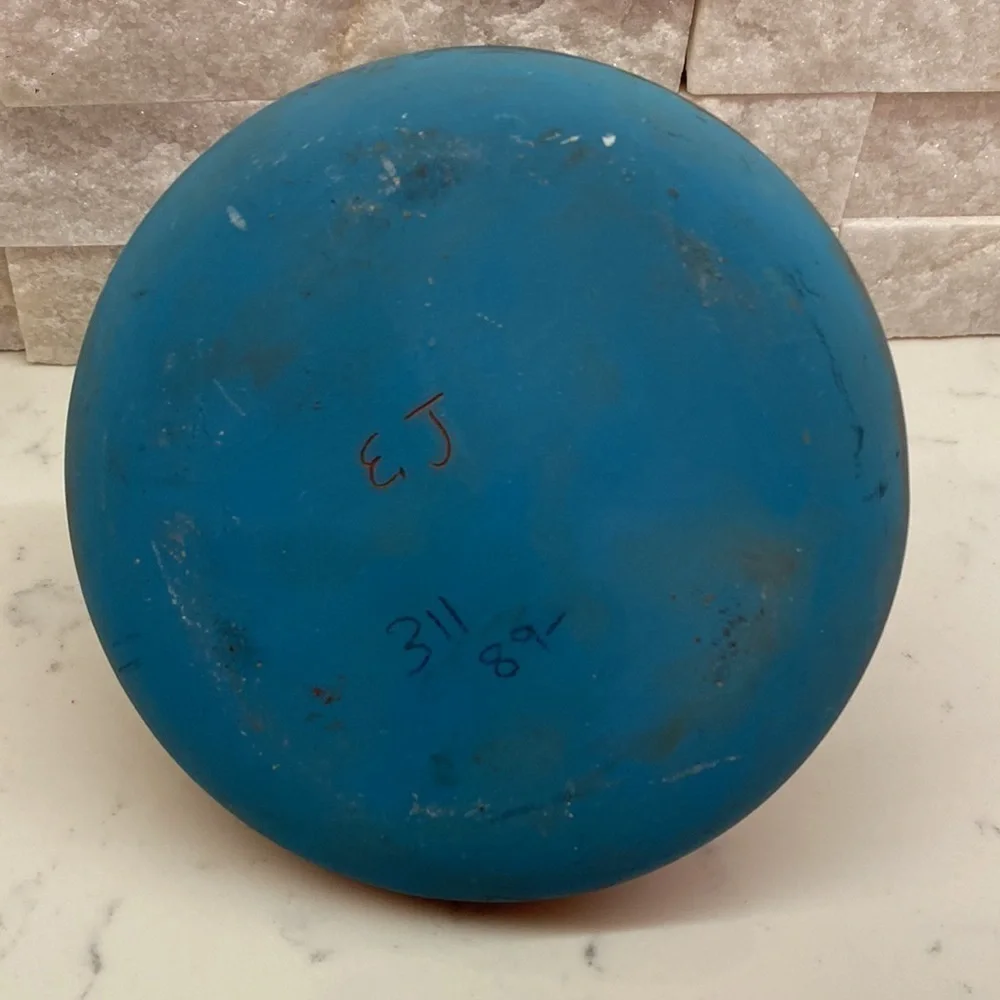 Pottery Hand Etched Wedding Vase.Red clay and powder blue and black color